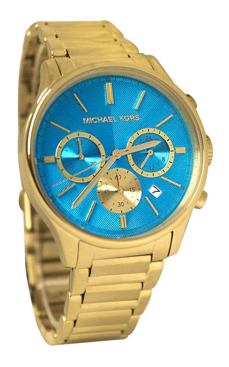 michael kors gold watch blue face women|Michael Kors watches.